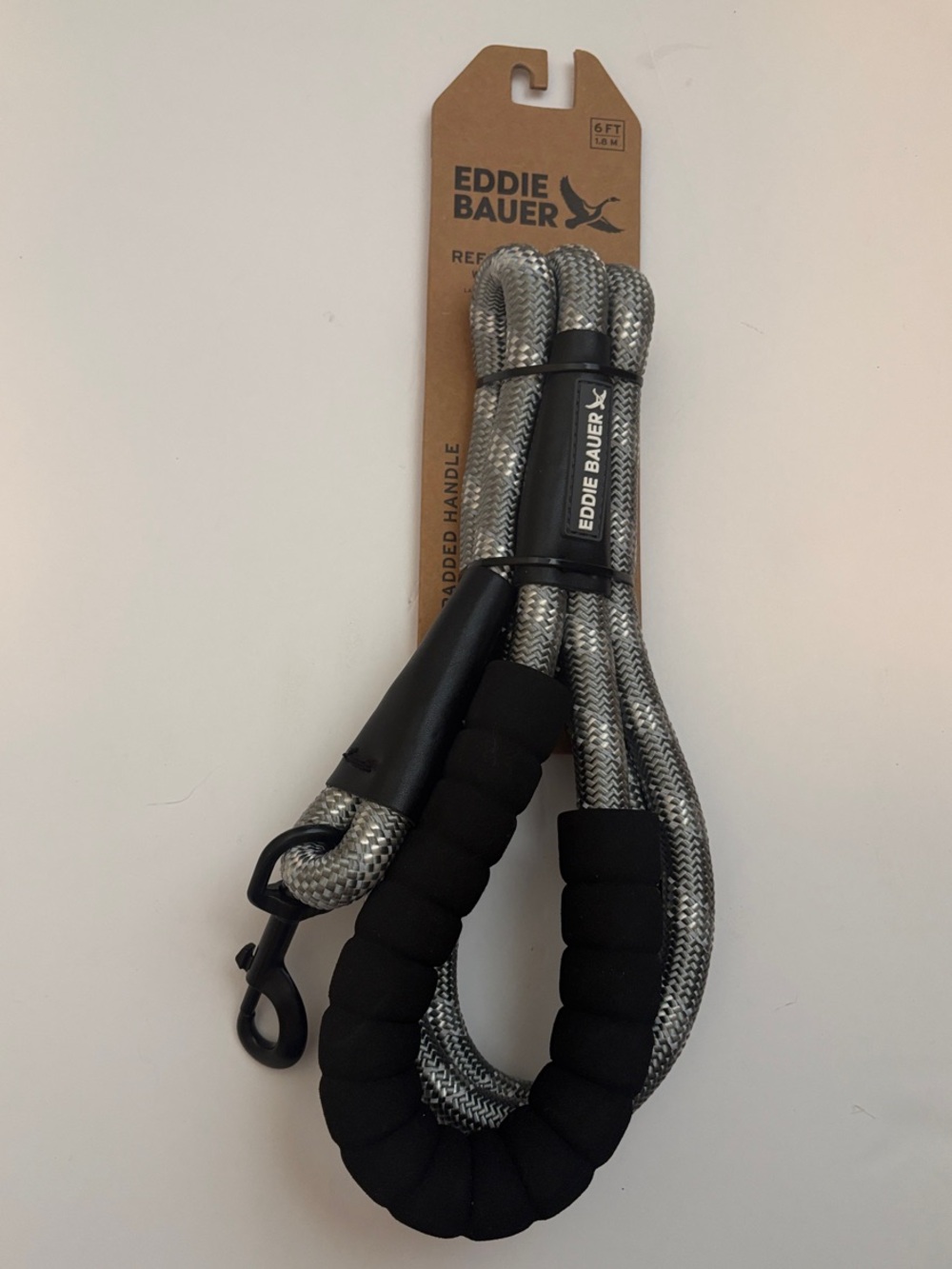 Eddie Bauer Black and Gray Reflective Leash with Padded Comfort Handle